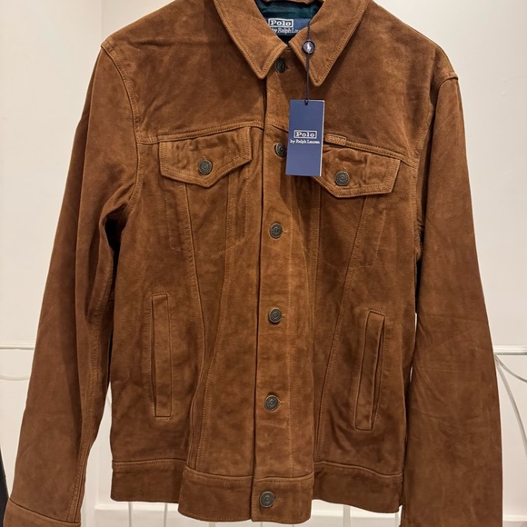 POLO RALPH LAUREN Men's Iconic Goat Suede Leather Trucker Jacket Sz M